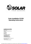 Solar Installation PV150 Operating Instructions