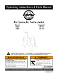 Air Hydraulic Bottle Jacks Operating Instructions & Parts Manual