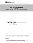 INSTALLATION MANUAL FOR DIMPLEX SOLAR PHOTOVOLTAIC