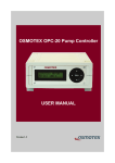 OSMOTEX OPC-20 Pump Controller USER MANUAL