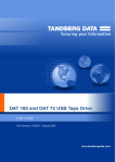 Tandberg Data DAT72 and DAT160 USB tape drives user guide
