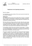 Supplement to the Operating Instructions