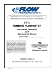 Flow Technology FTO Turbine Flowmeter Installation, Operation and