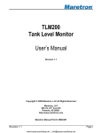 TLM200 Tank Level Monitor User's Manual