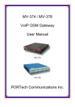 MV-374 / MV-378 VoIP GSM Gateway User Manual PORTech