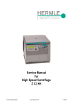 Service Manual for High Speed Centrifuge Z 32 HK