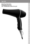 Type 4340 Operating Instructions Professional Hair Dryer