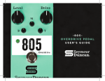 -805- Overdrive Pedal USer'S GUide