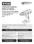 Ryobi P1810 Use and Care Manual