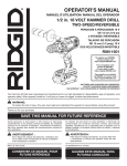 RIDGID ZRR9651 Use and Care Manual