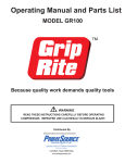 Grip-Rite GR100 Use and Care Manual