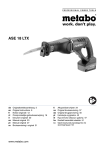 Metabo ASE18 LTX Bare Use and Care Manual