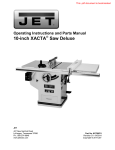 JET 708677PK Use and Care Manual