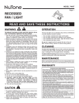 NuTone 744NT Instructions / Assembly