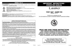 Lasko T12110 Use and Care Manual