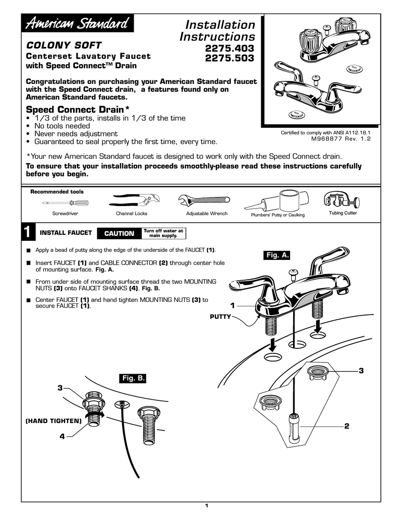 American Standard 2275503 002 Installation Guide