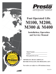 Presto Lifts M452 Use and Care Manual
