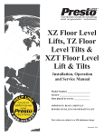 Presto Lifts XZ50-20 Use and Care Manual