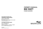 Whistler 800 WATT POWER INVERTER User's Manual
