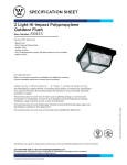Westinghouse Two-Light Flush-Mount Outdoor Fixture 6682300 Specification Sheet