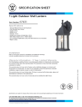 Westinghouse One-Light Outdoor Wall Lantern 6783100 Specification Sheet