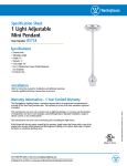 Westinghouse One-Light Indoor Mini Pendant 8571800 Specification Sheet