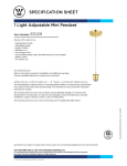 Westinghouse One-Light Adjustable Mini Pendant 6102900 Specification Sheet