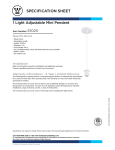 Westinghouse One-Light Adjustable Mini Pendant 6102500 Specification Sheet