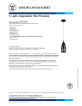 Westinghouse One-Light Adjustable Mini Pendant 6100900 Specification Sheet