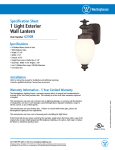 Westinghouse Naveen One-Light Outdoor Wall Lantern 6230800 Specification Sheet