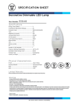 Westinghouse 3 Watt (Replaces 25 Watt) Decorative Dimmable LED Light Bulb 3304600 Specification Sheet