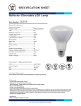 Westinghouse 11 Watt (Replaces 65 Watt) Reflector Dimmable LED Light Bulb 3305500 Specification Sheet