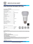 Westinghouse 11 Watt Omni-Directional Dimmable LED Light Bulb 0309400 Specification Sheet