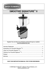 West Bend Smoothie Signature II User's Manual