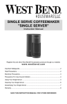 West Bend SINGLE SERVE COFFEEMAKER User's Manual