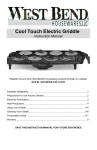 West Bend Cool Touch Electric Griddle User's Manual