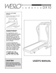 Weslo DX10 User's Manual