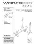 Weider PRO 350 LT BENCH 15911 User's Manual