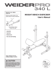 Weider PRO 340 L BENCH 15925 User's Manual