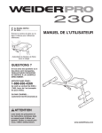 Weider PRO 230 BENCH 30279 User's Manual