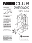 Weider C670 User's Manual