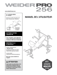Weider CANADA PRO 256 BENCH 29829 User's Manual