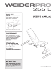 Weider CANADA PRO 255 L BENCH 29837 User's Manual
