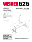 Weider 525 BENCH 15063 User's Manual