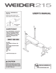 Weider WEEVBE0726 User's Manual