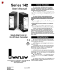 Watlow Electric Series 142 User's Manual