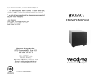 Velodyne Acoustics VA-806/907 User's Manual