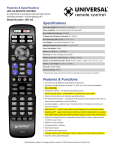 Universal Remote Control URC-A6 Features & Specifications