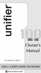 Universal Remote Control Unifier URC-100 User's Manual