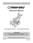Troy-Bilt Vortex 2890 Snow Thrower User's Manual